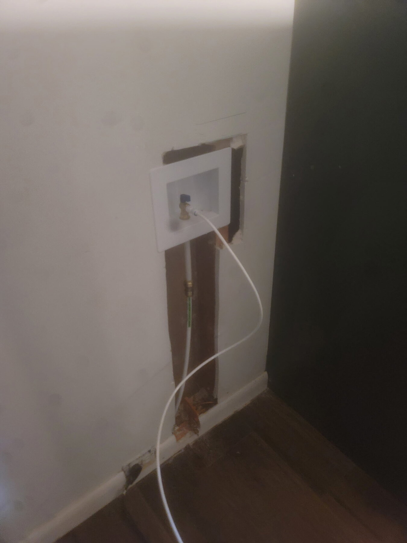 Washer hookup rough-in