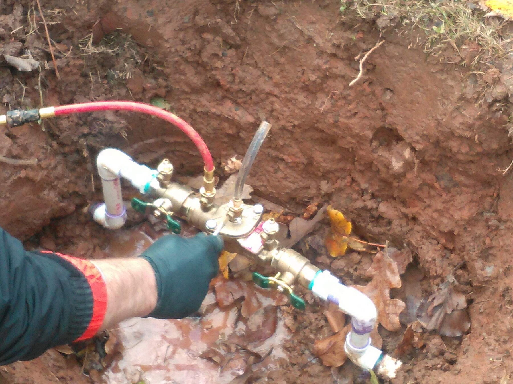 Main water line and brass shutoff valve install