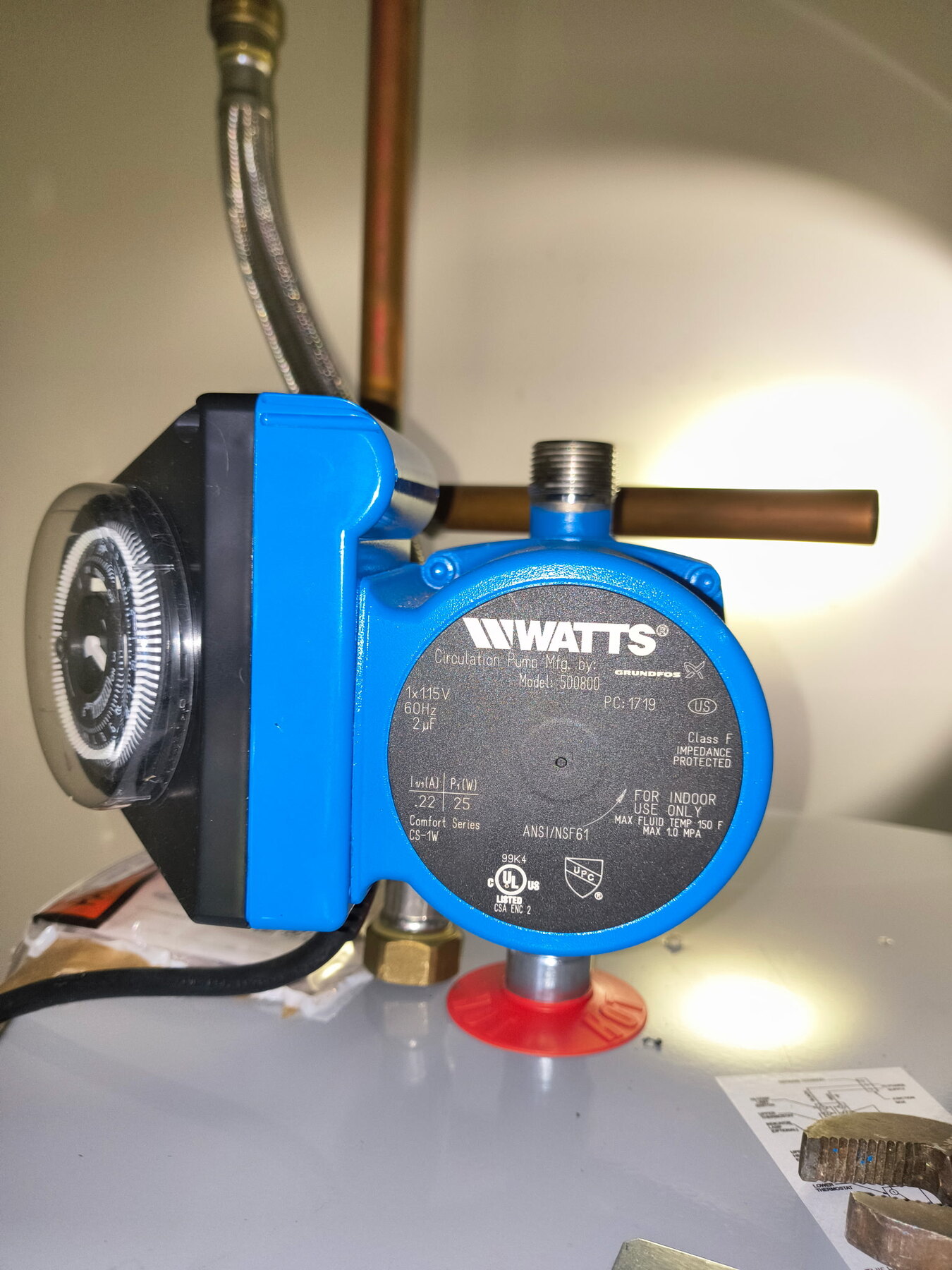 Recirculation pump install